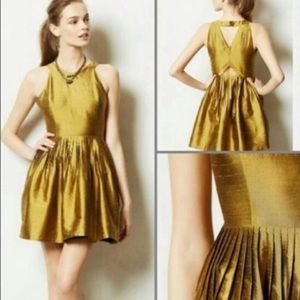 Anthropologie Harlyn Lillie Gold Dress